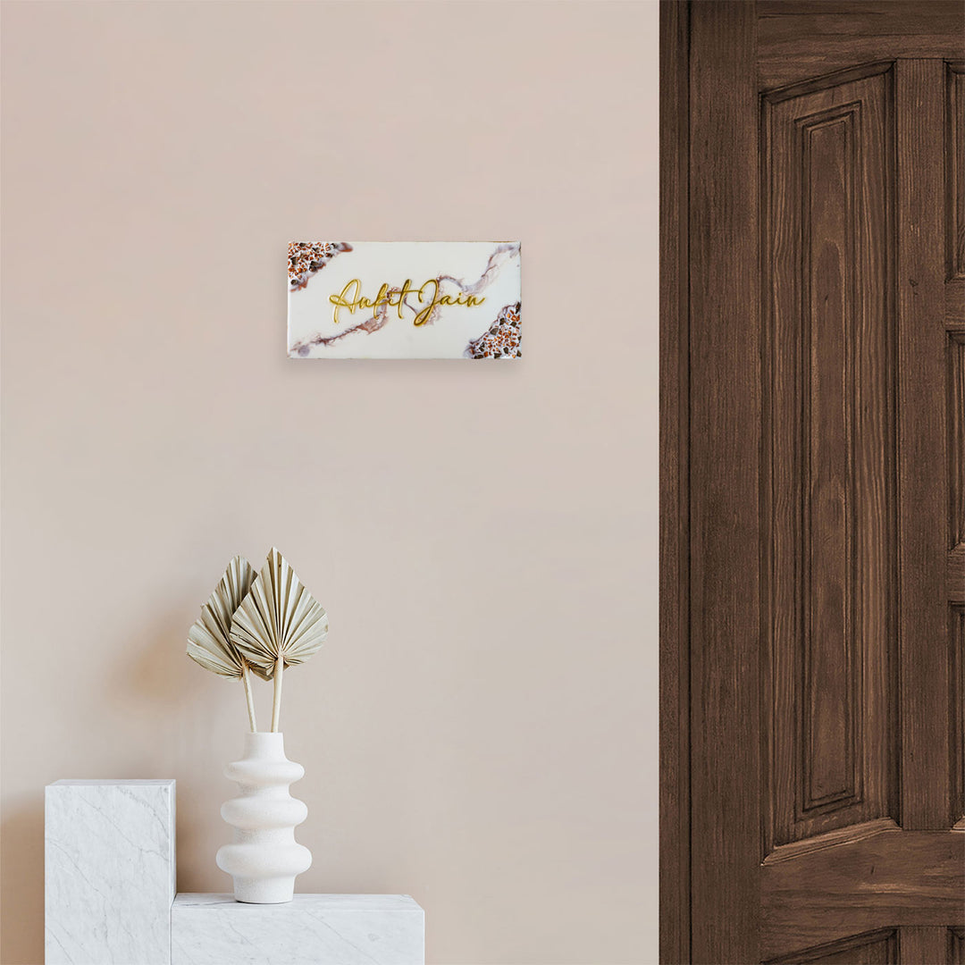 Handcrafted Mdf Resin Personalized Name Plate 1 - Mounted on Wall Next to Door