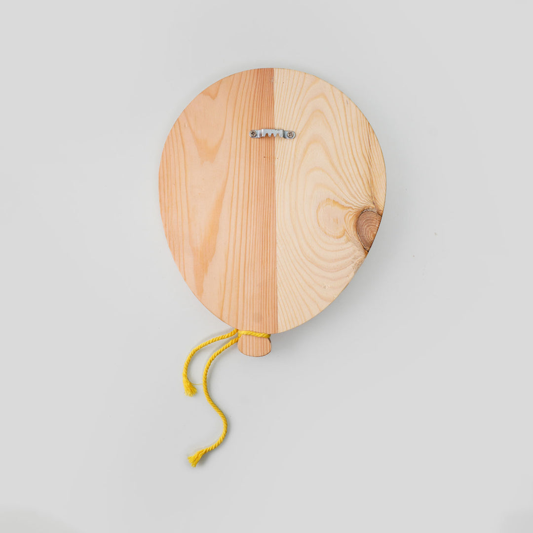 Handpainted Balloon Wooden Kids Nameplate 1 - Back View Hanging Hardware Visible