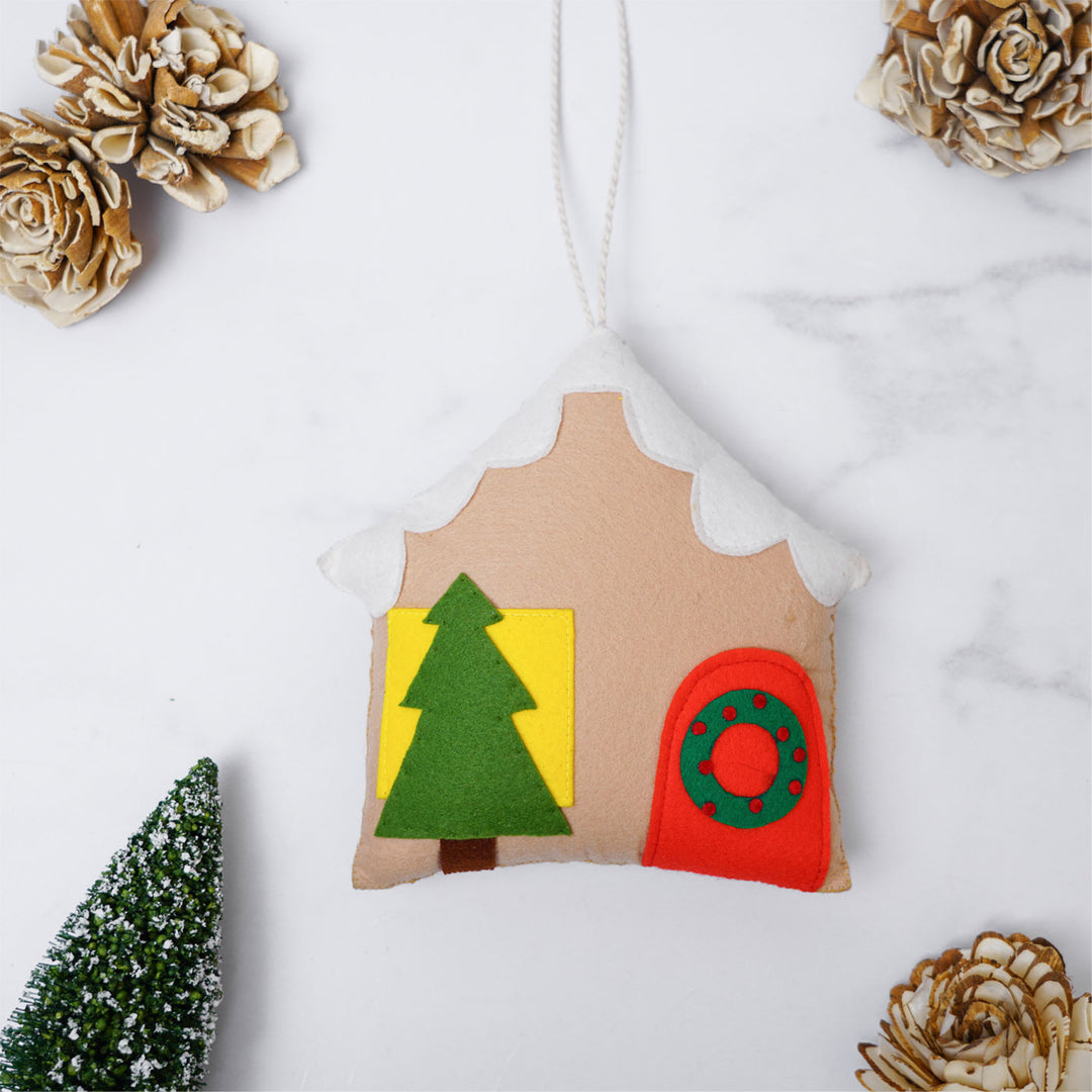 Handmade Gingerbread House Felt Ornaments For Christmas Tree Decoration