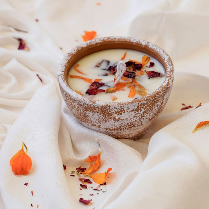 Handmade Gratitude Rose Scented Soy Wax Terracotta Candles For Christmas Decoration