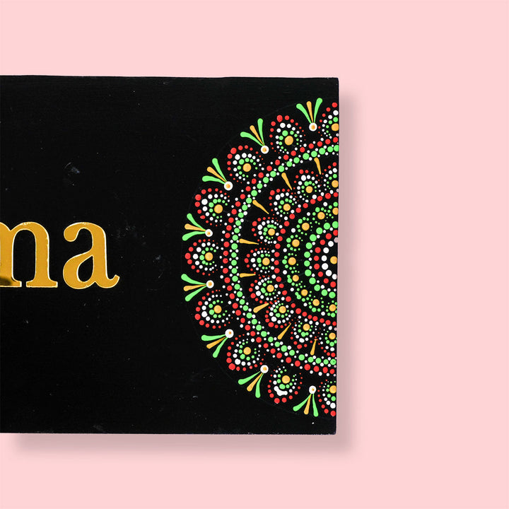 Handcrafted Mandala Personalized Mdf Name Plate 1 - Partial Front Close-up View