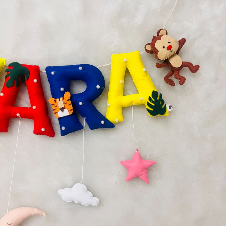 Handcrafted Personalized Ele Monkey Bunting For Kids - Hanging Wall Decoration Display