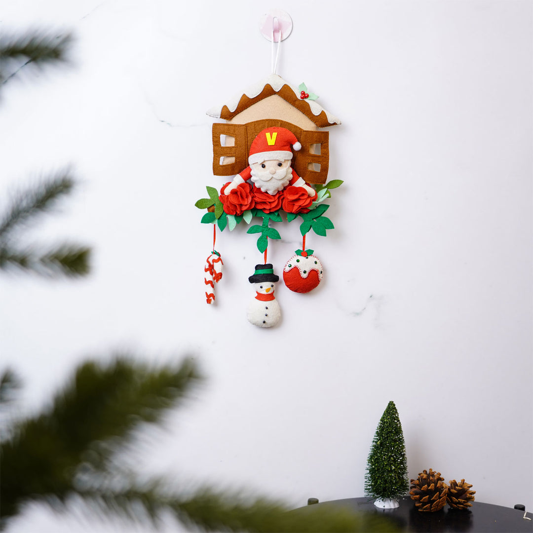 Personalized Initial Santa Felt Wall Hanging For Christmas Door Decoration