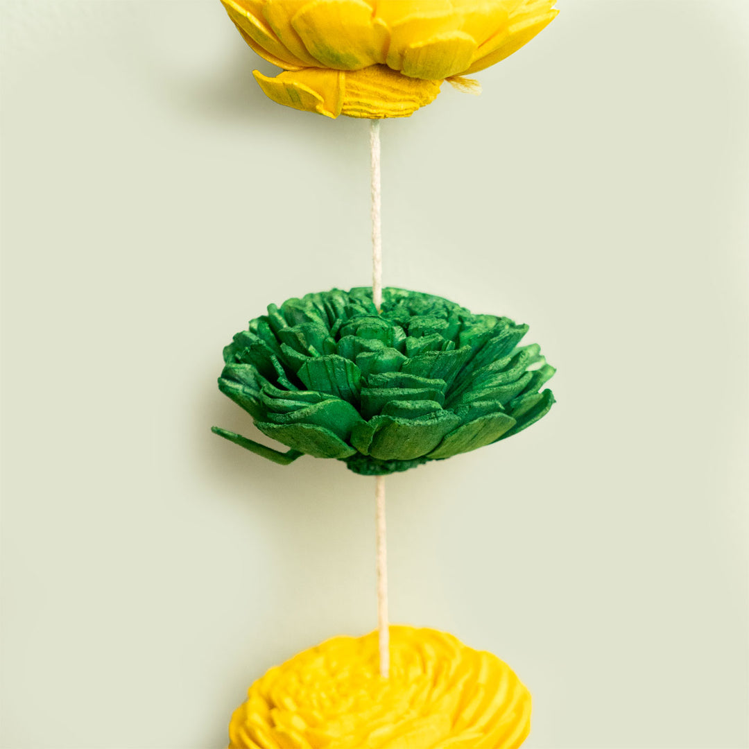2 Pc | Shola Wood Marigold Flower Festive Bell Hangings