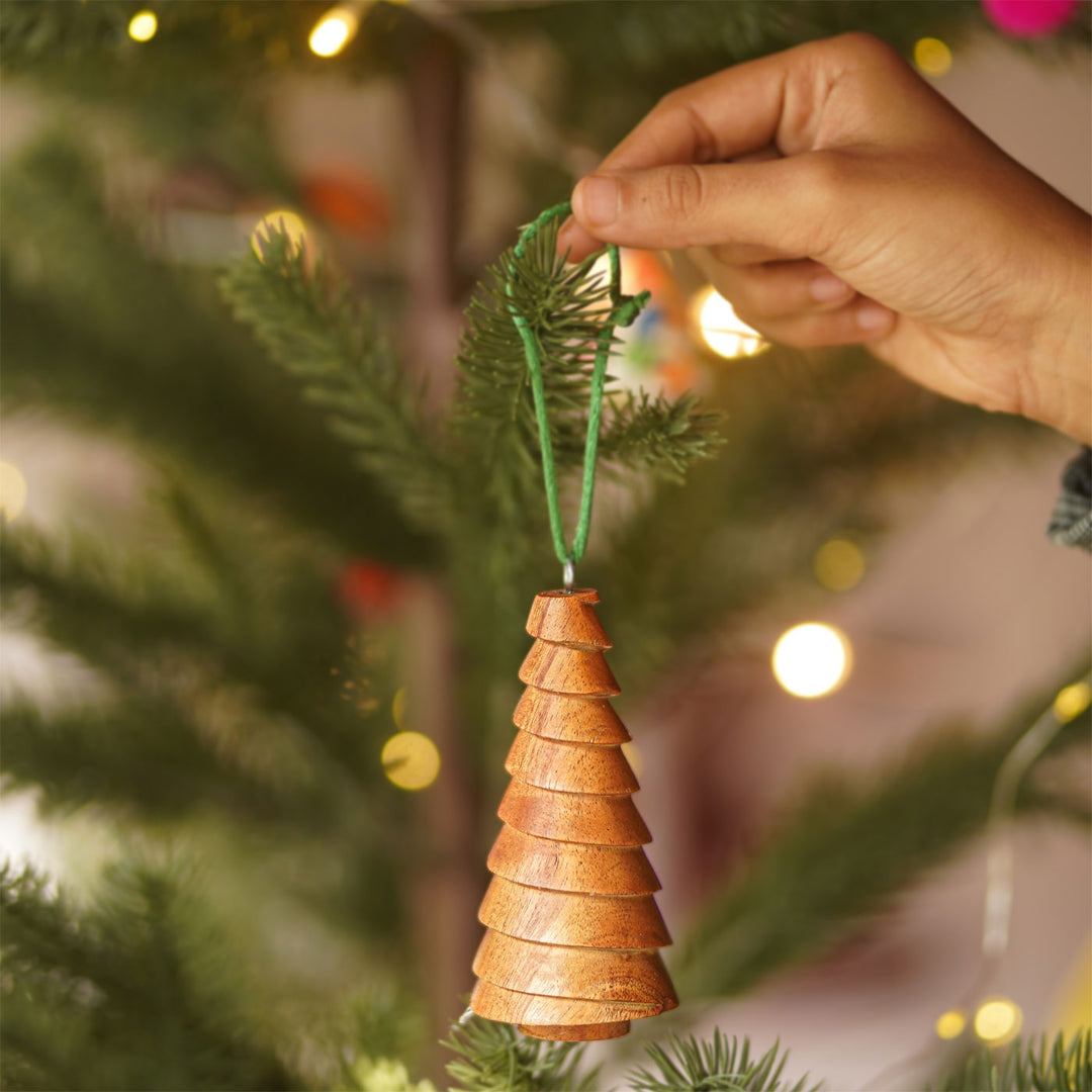 Handmade Minimal Tree Shaped Wooden Ornaments For Christmas Decoration