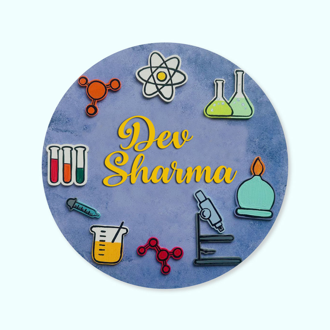Personalized Kids Fav Subject Mdf Nameplate For Schools Playrooms 1 - Name Personalization Example Front View