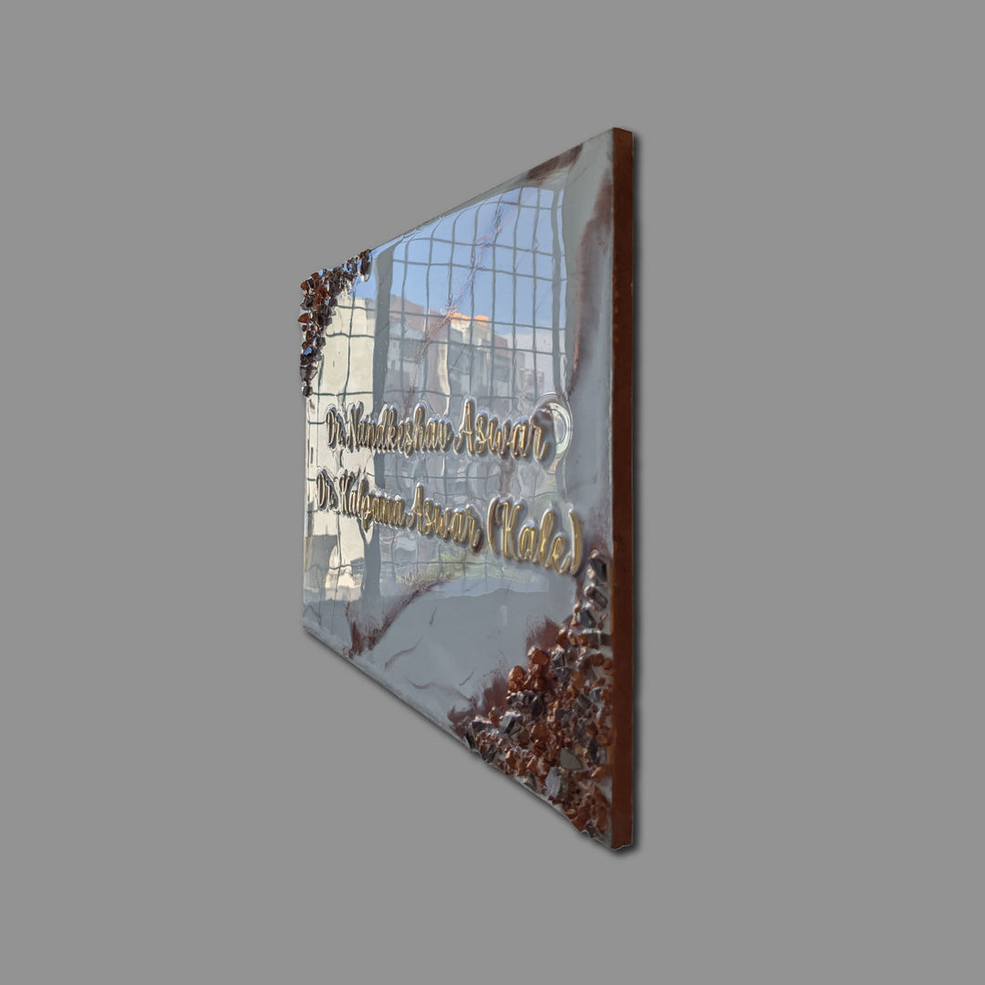 Handcrafted Mdf Resin Personalized Name Plate 1 - Side Angle Showing Reflections