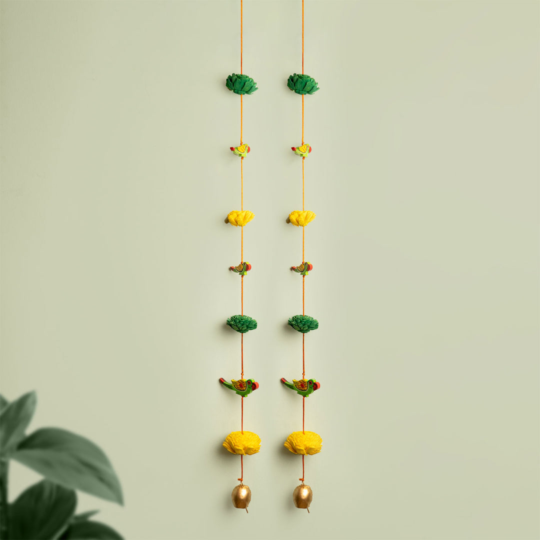 2 Pc | Eco-friendly Festive Parrot Hanging with Shola Wood