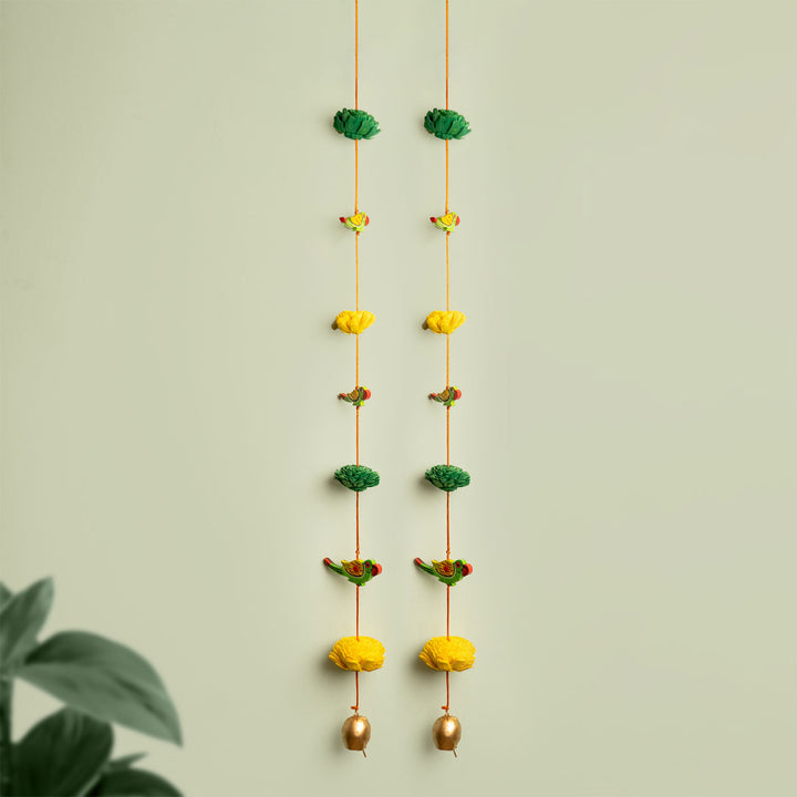2 Pc | Eco-friendly Festive Parrot Hanging with Shola Wood
