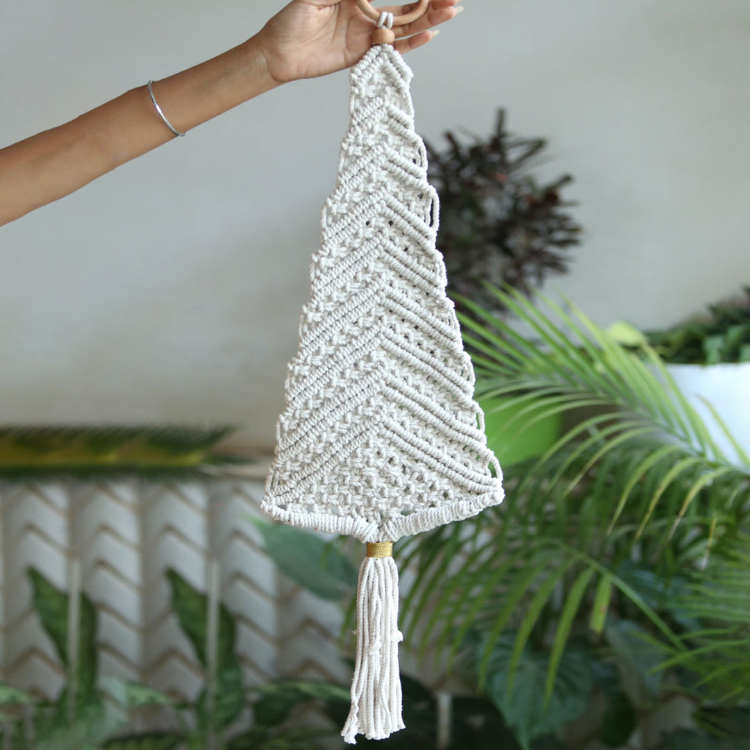 2 Pc | Handmade Xmas Tree Macrame Wall Hangings For Christmas Wall Decoration