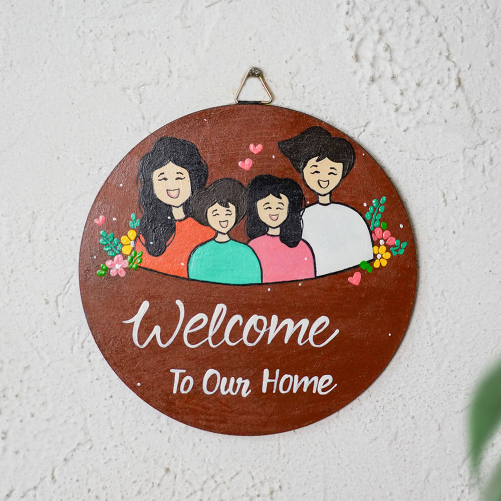 Handcrafted Mdf Personalized Name Plate For A Family Of Four 1 - Hanging on Wall Hook