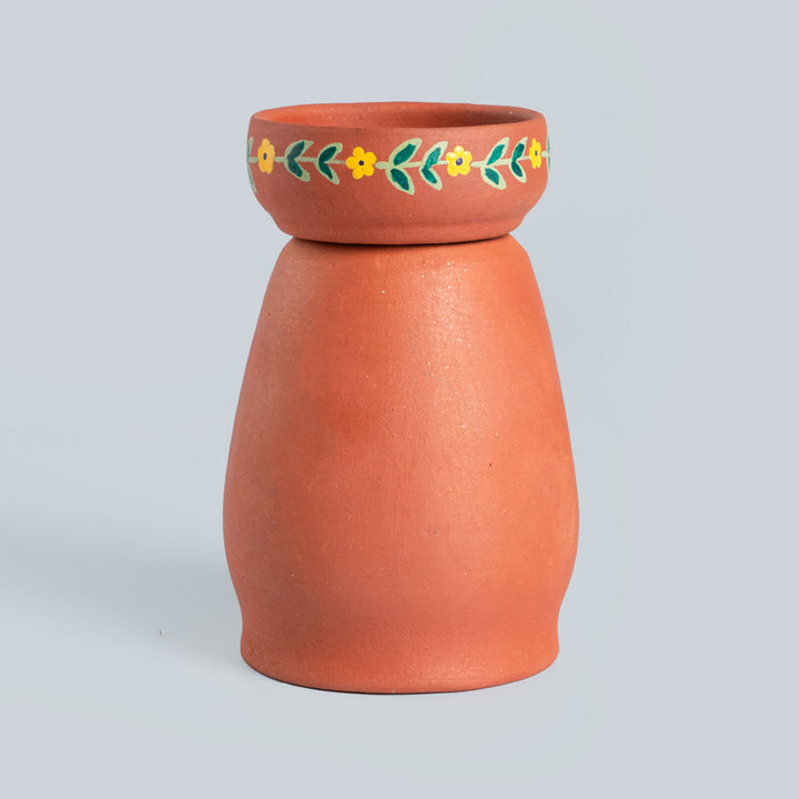 Handpainted Terracotta Mirror-work Chidiya Tealight Holder | Set of 2