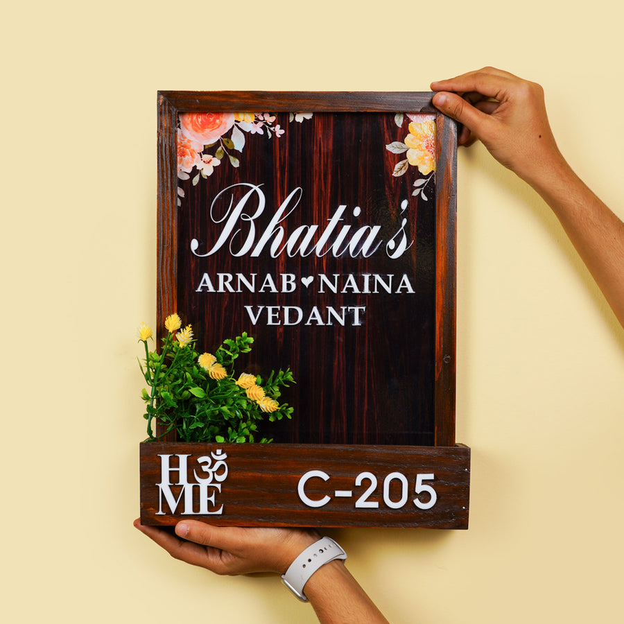 Personalised Flower Planter Name Plate With 3D Letters 2 - Front View Held by Hands