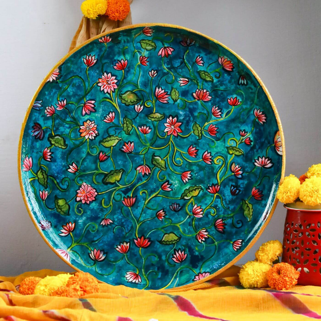 Handpainted Wooden Wall Plate With Rajasthani Artwork