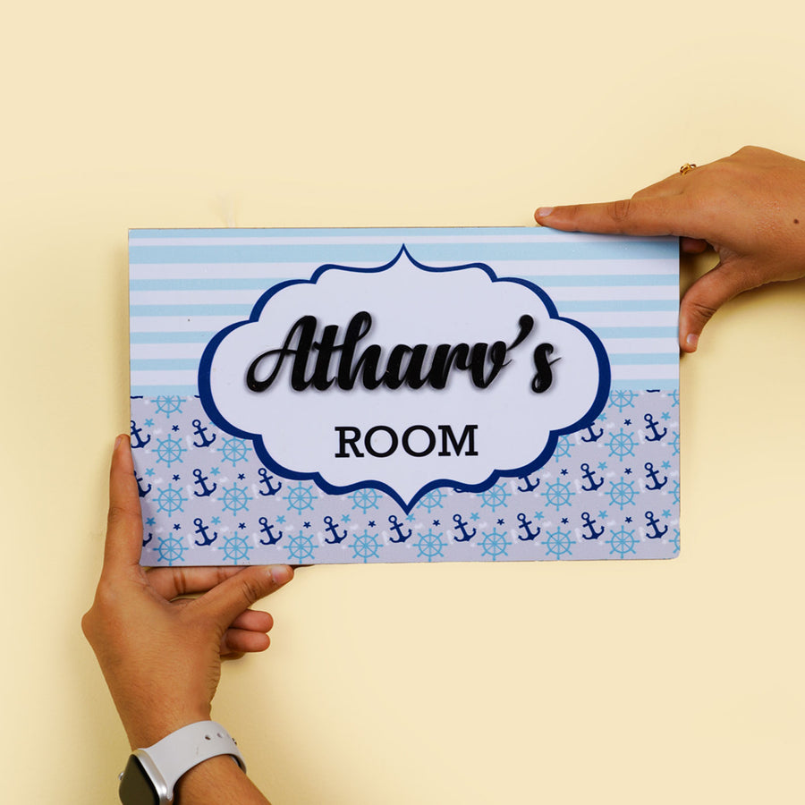 Personalized Printed Kids Name Plate With 3D Letters 1 - Held in Hands Front View