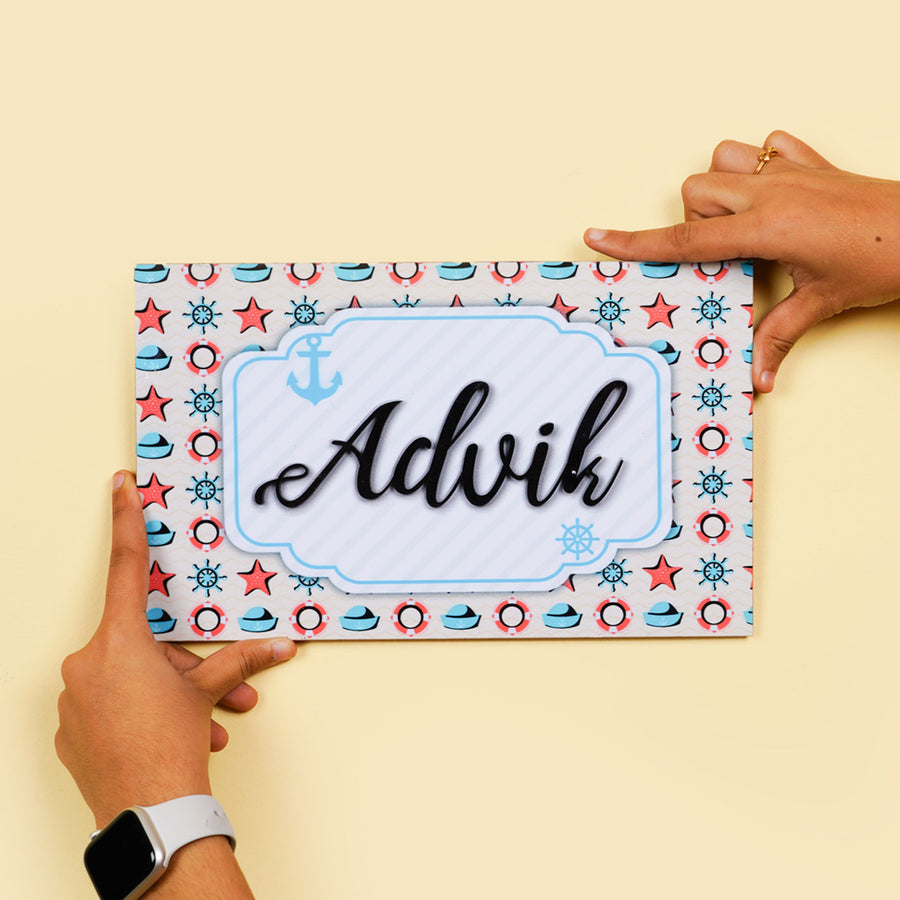 Personalized Printed Kids Name Plate With 3D Letters 2 - Name Personalization Example Held by Hands