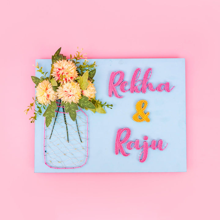 Personalised Acrylic Namplate With Fairy Light String Art - Top View with Name Personalization