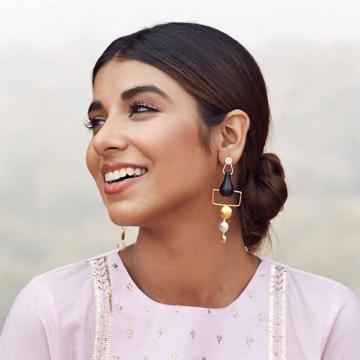 Statement Handmade Pot Design Long Earrings | 22K Gold Plated