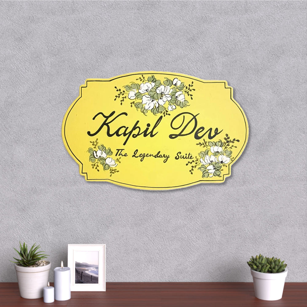 Handpainted Floral Victorian Mdf Name Plate - Mounted on Wall Above Table