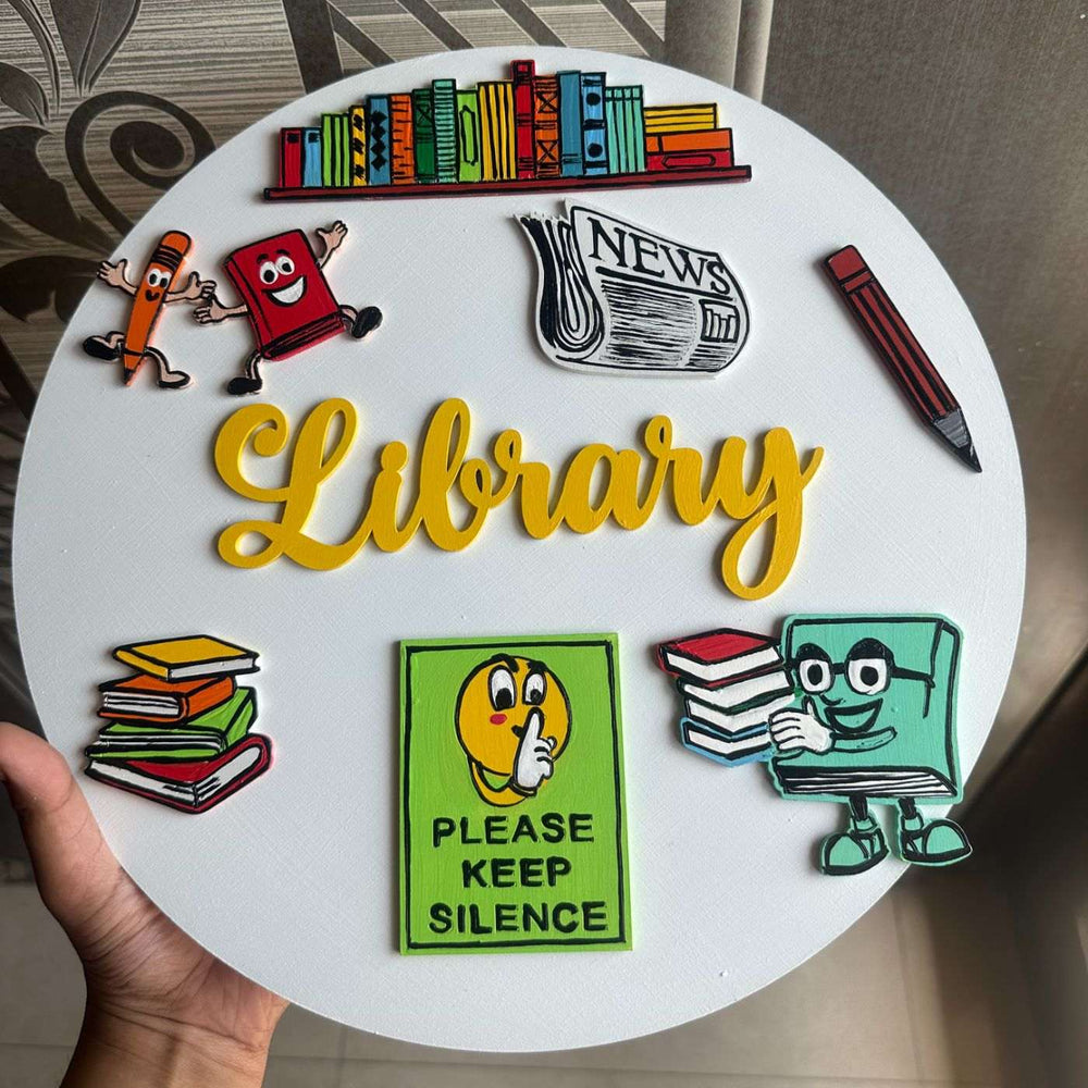 Personalized Kids Fav Subject Mdf Nameplate For Schools Playrooms 3 - Front View with Stickers Arrangement