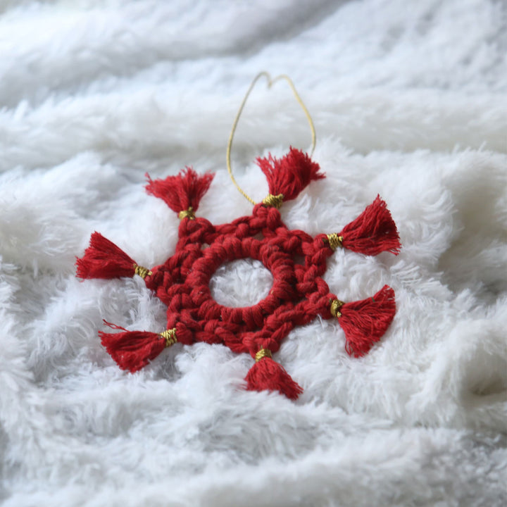 Handmade Macrame Ornaments For Christmas Tree Decoration | Set Of 7