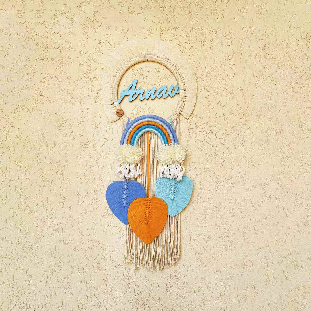 Macrame Cloud Leaf Personalized Kids Name Plate 2 - Mounted on Wall with Name Personalization (9)