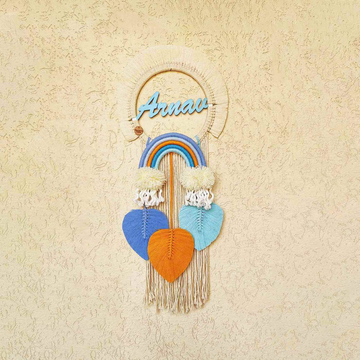 Macrame Cloud Leaf Personalized Kids Name Plate 2 - Mounted on Wall with Name Personalization (9)