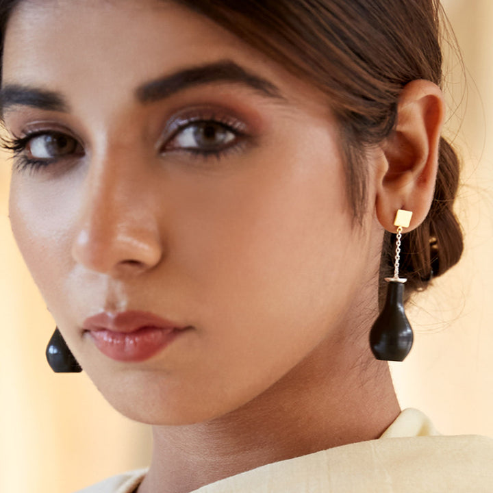 Minimal Handmade Hanging Pot Design Earrings | 22K Gold Plated