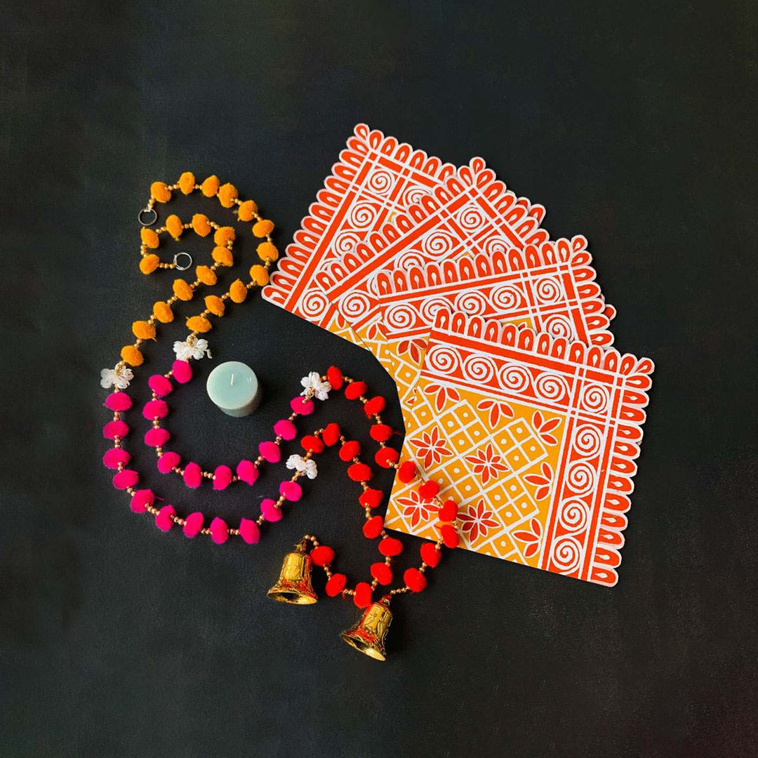 4 Pc Handpainted Rangoli & 2 Pc Hangings Festive Bundle