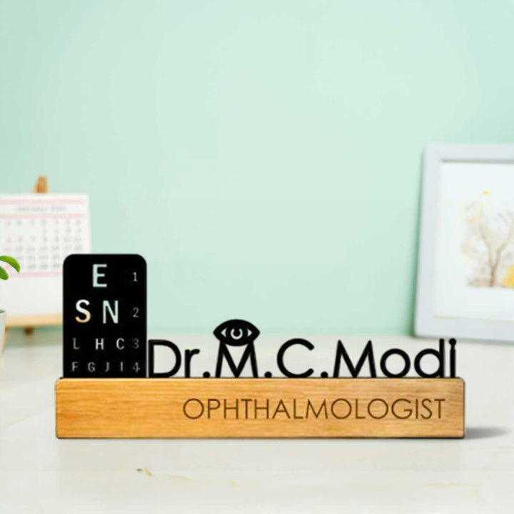 Personalized Minimal Desk Name Plate for Ophthalmologist
