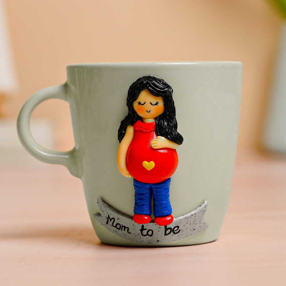 Personalized Handcrafted Mom-To-Be Mug With Clay Caricature