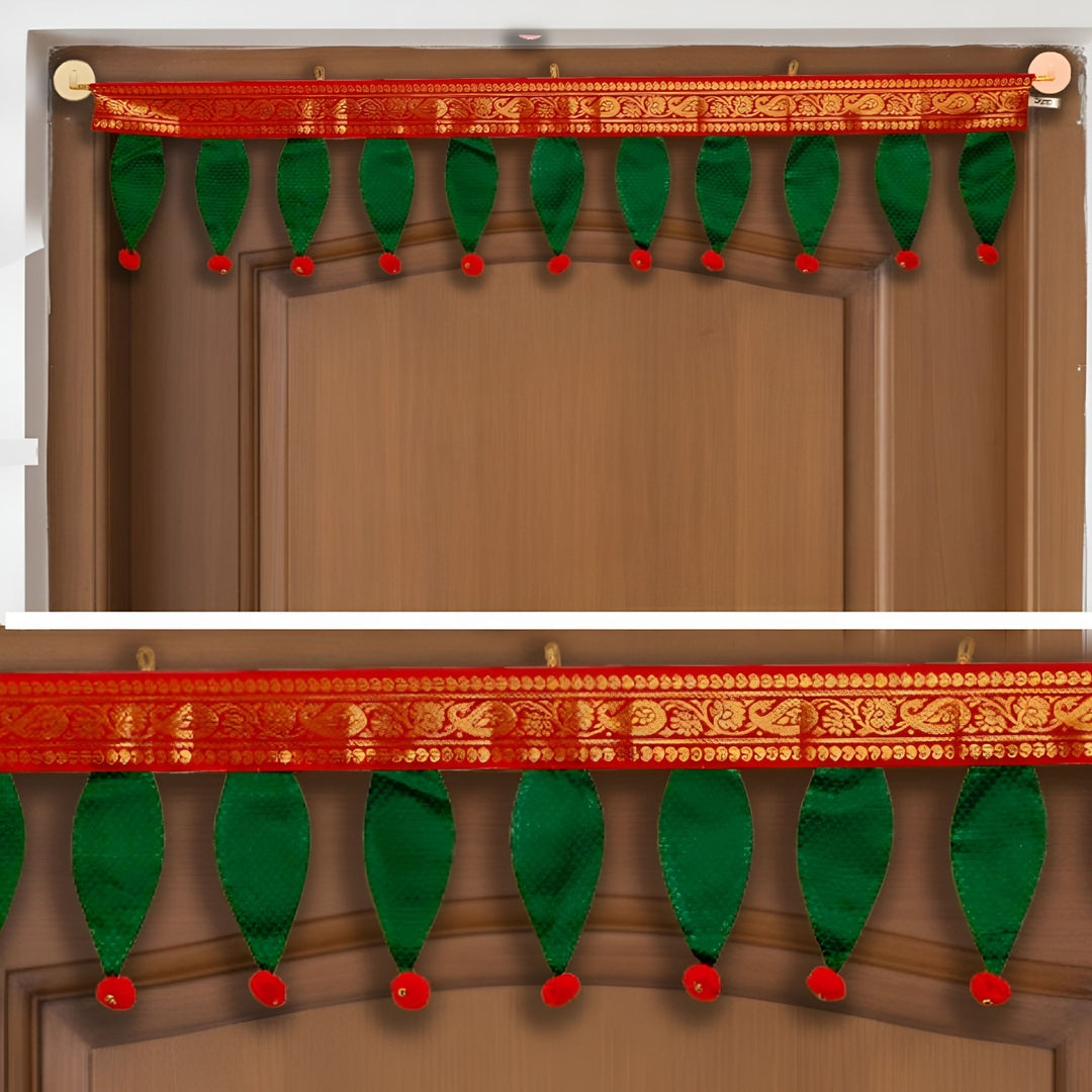 40 In | Handmade Khun Fabric Mango Leaf Toran