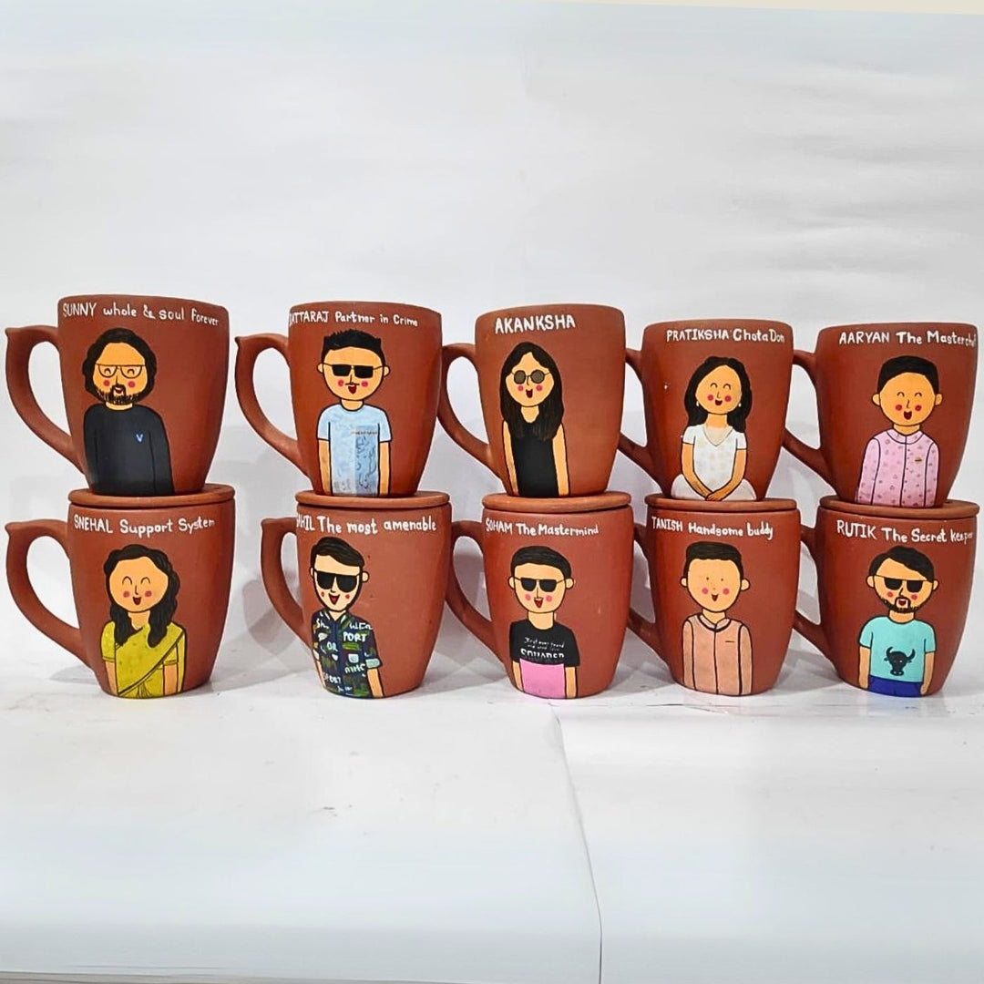 Hand-Painted Terracotta Mug For Father and Baby