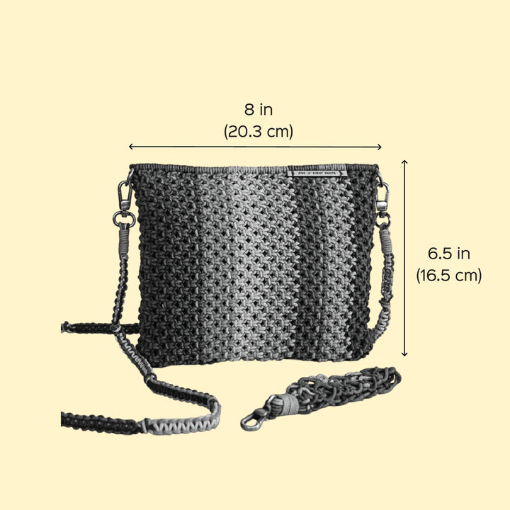 Hand-Knotted Macrame Multicolor Gardenia Striped Sling Bag