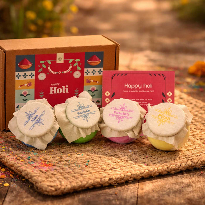 4 Pc | Eco-Friendly Organic Toxin Free Holi Colours | Packed in Matkas