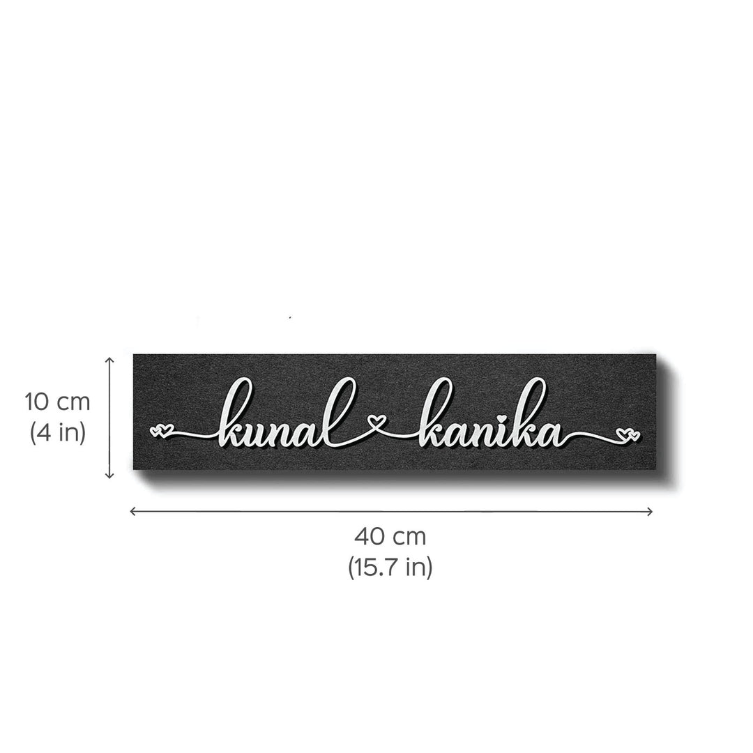 Minimalist 3D Name Plate For Couples 1 - Personalized Name Sign with Dimensions