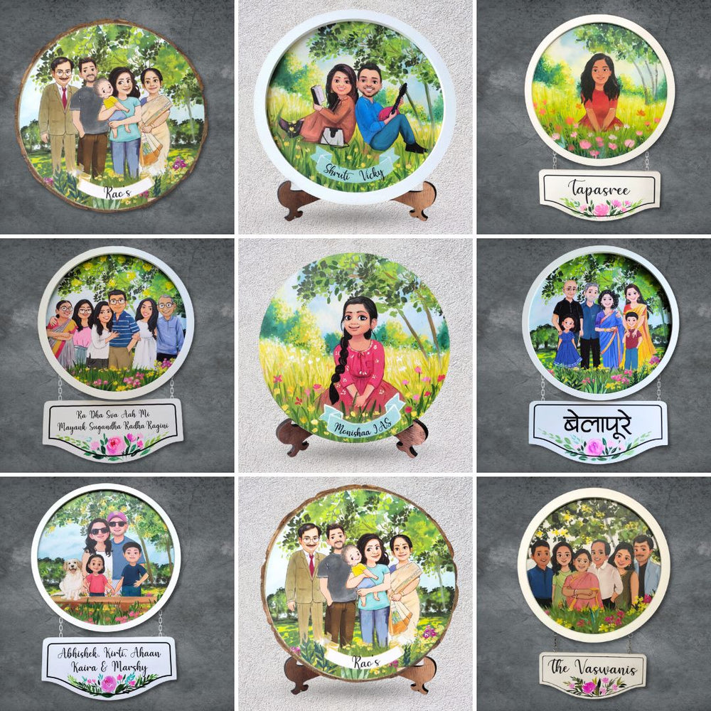 Photo Caricature Nameplate With Stand For Individuals 2 - Name Personalization Examples with Stands