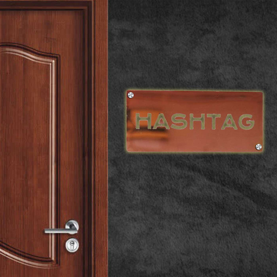 Personalized Weatherproof Elegant Rectangle Stainless Steel Name Plate - Mounted on Wall Next to Door