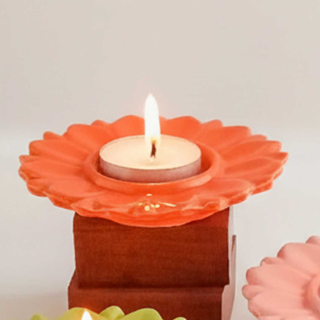 5 Pc | Handmade Serenity Bloom Ceramic Tealight Holder