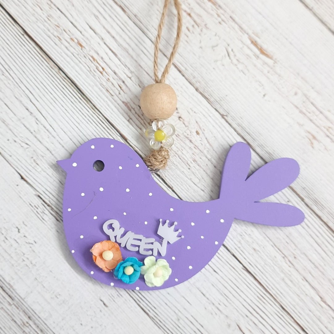 Hand-Painted Queen Theme MDF Wood Car Hanging