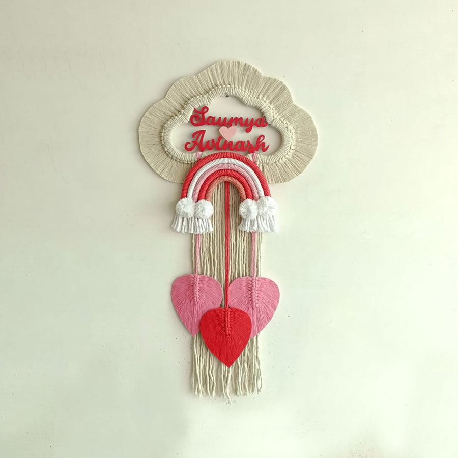 Handcrafted Personalized Macrame Wall Hanging For Couples 2 - Hanging Wall Decoration Front View