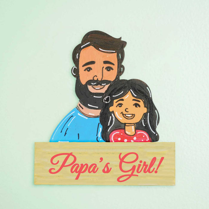 Personalized Dad & Daughter Theme MDF Wood Fridge Magnet For Fathers