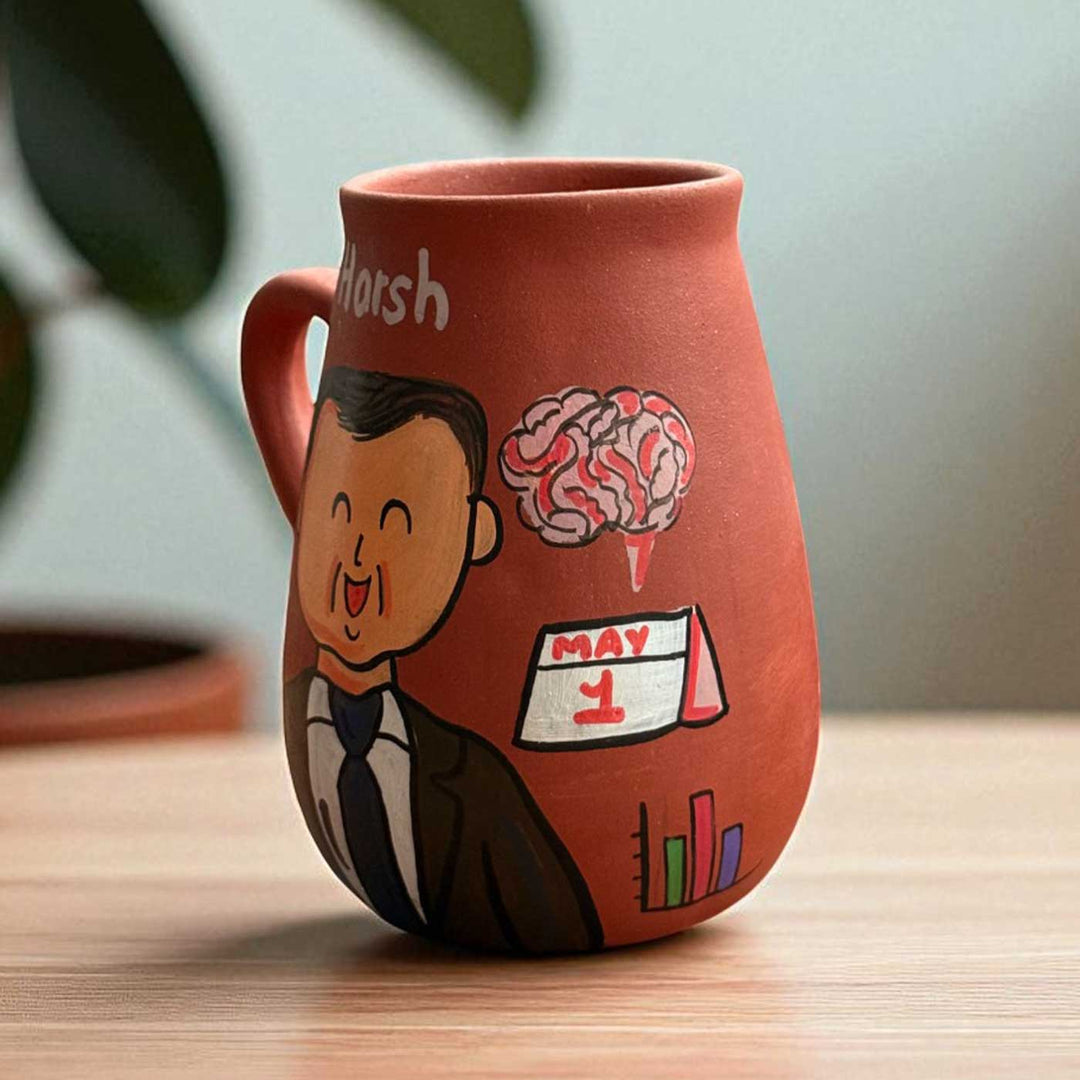Handpainted Photo Personalized Hobby Theme Clay Mug With Doodles