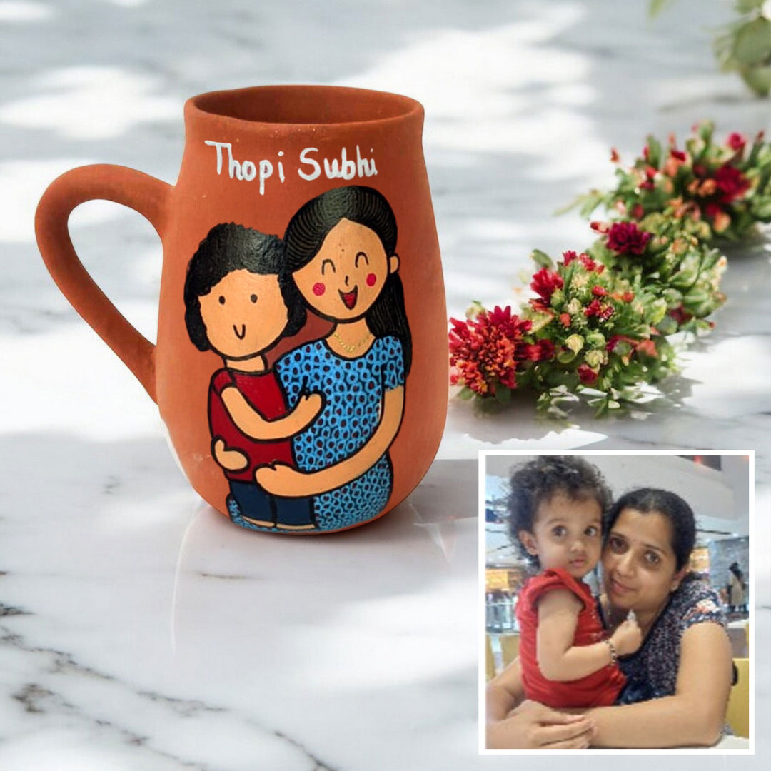 Personalised Terracotta Mugs with Photo Based Caricatures