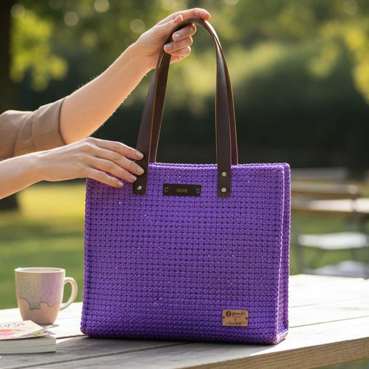 Solid Purple Mukhya Knot Handmade Koodai Tote Bag