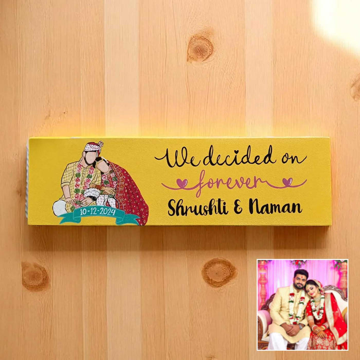 Photo Personalized Hand-Painted Wedding Theme MDF Wood Name Plate