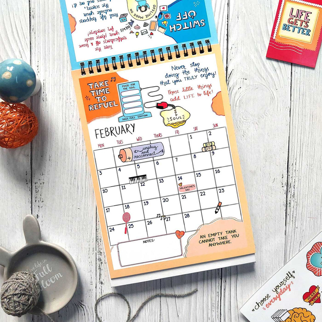 Self-care Contract 2026 Spiral Calendar With Holidays | 10+ Freebies Included