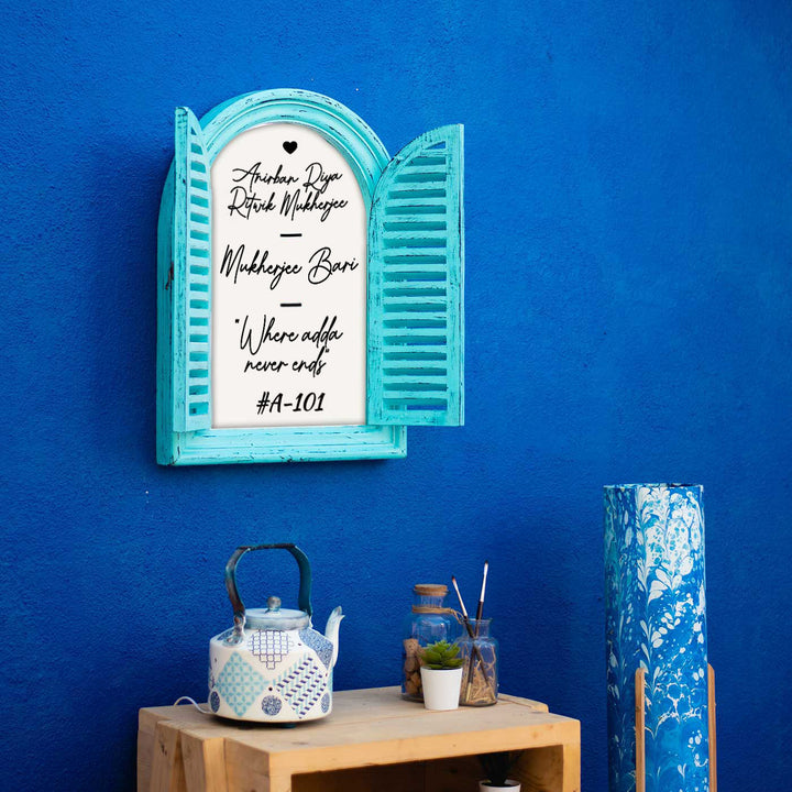 16x22 in | Arched Vintage Window Personalised Distress Finish Pine Wood Nameplate