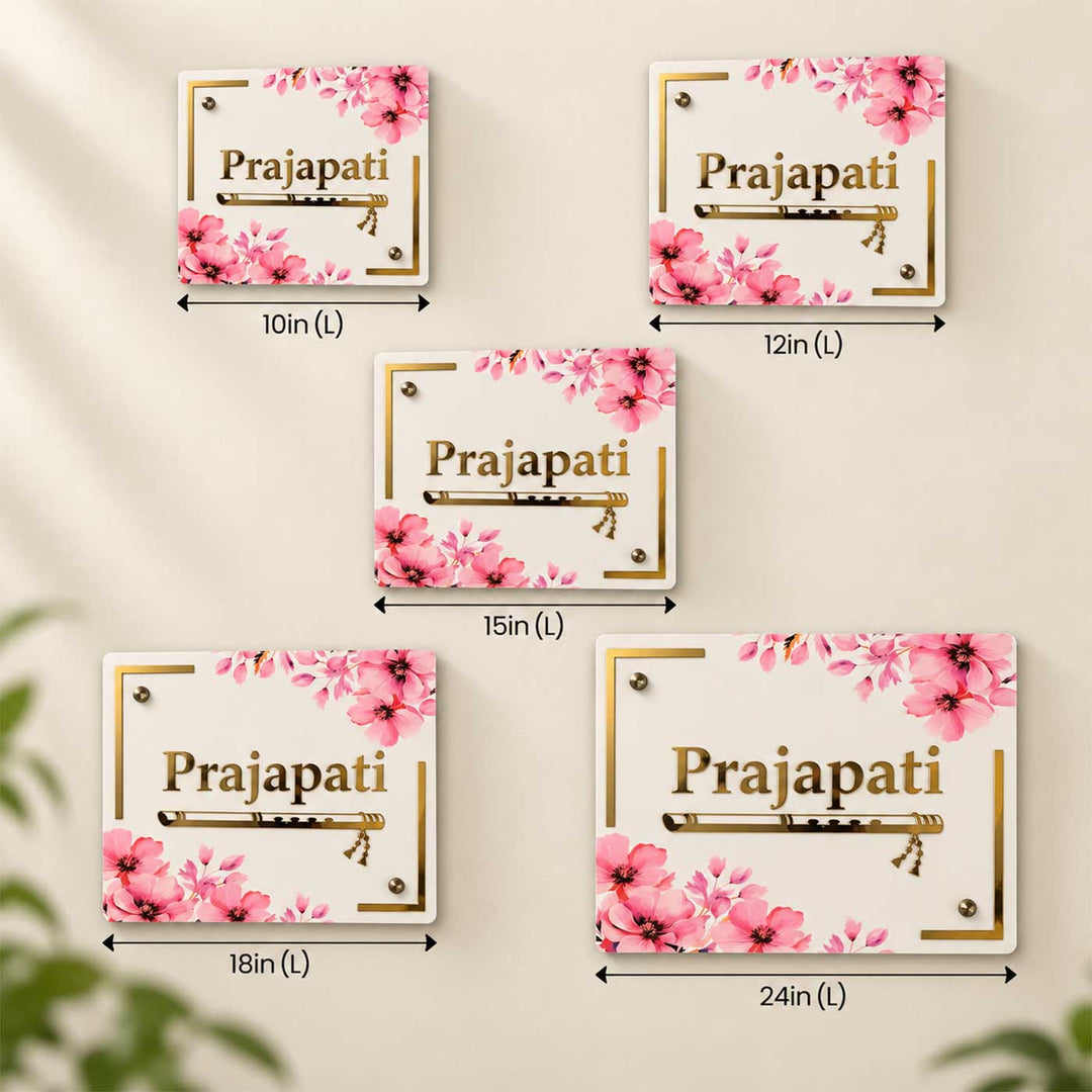 Classic Flute And Blossom Personalized Acrylic Name Plate For Home