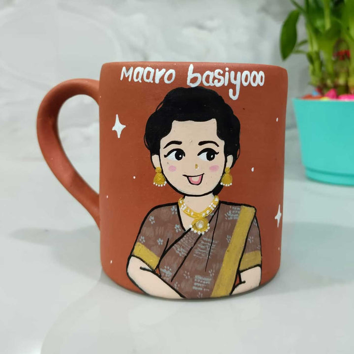 Photo Personalized Hand-Painted Saree Girl Terracotta Mug